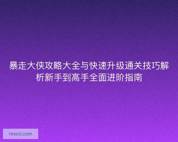 暴走大侠攻略大全与快速升级通关技巧解析新手到高手全面进阶指南