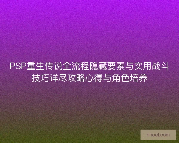 PSP重生传说全流程隐藏要素与实用战斗技巧详尽攻略心得与角色培养